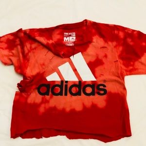 Red destroyed Adidas crop top